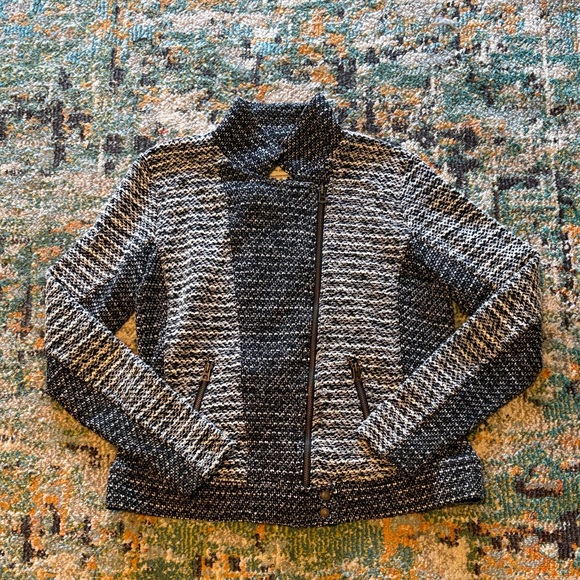 NWOT Lucky Brand Black and Gray Tweed Moto Blazer, Size Medium - Picture 4 of 13